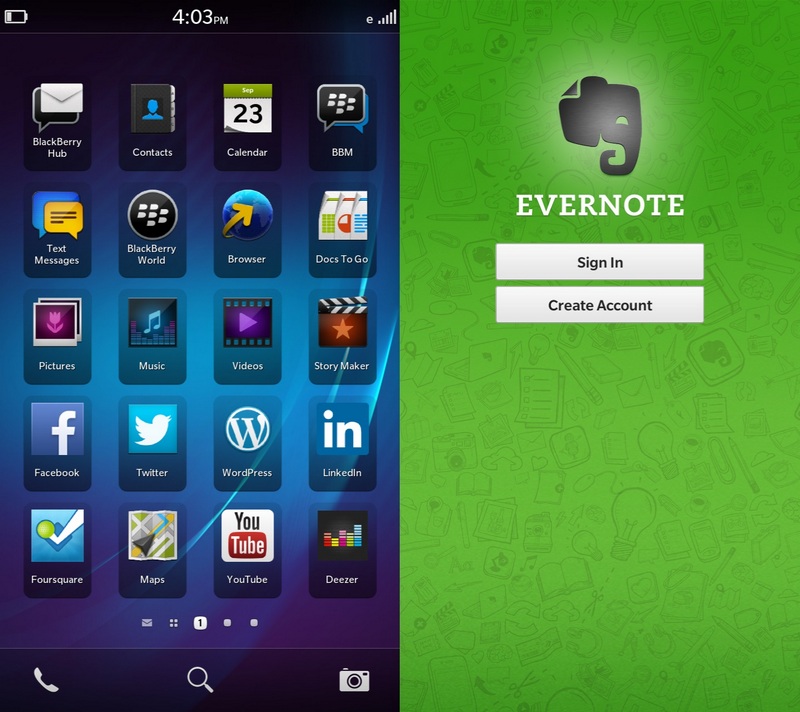 evernote native bb10 app